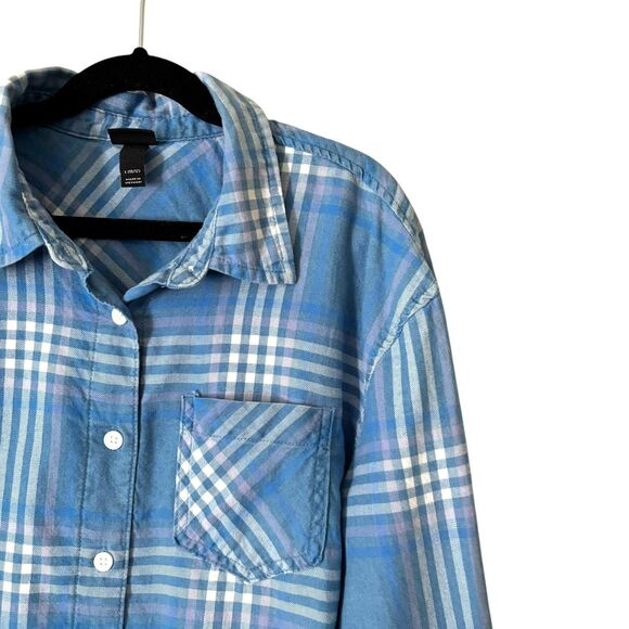 Art Class Shirt Girls Large 10/12 Blue Plaid Long Sleeve Button Front Pocket Top - Picture 5 of 7